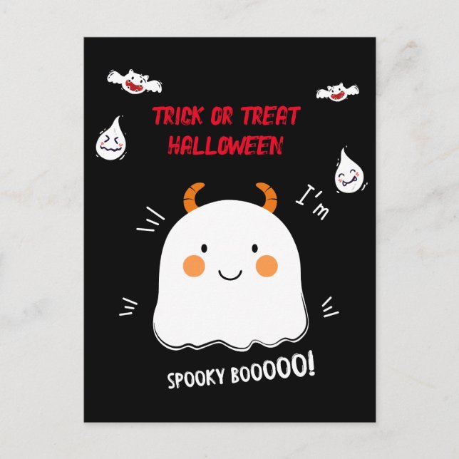 Cute Spooky Boo Demon Ghost Helg Vykort (Framsida)
