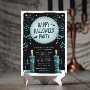 Cute & Spooky Cemetery Happy halloween Party Inbjudningar