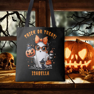 Cute Spooky Ghost Halloween Bus eller godis Tote Tygkasse