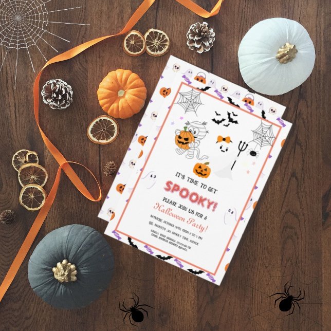 Cute Spooky Ghost Mummy Happy halloween Party Inbjudningar (Skapare uppladdad)