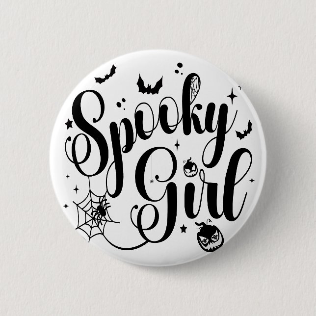 Cute Spooky Girl Halloween Pumpkin Ghost Spider Knapp (Framsida)