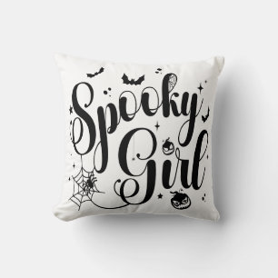 Cute Spooky Girl Halloween Pumpkin Ghost Spider Kudde