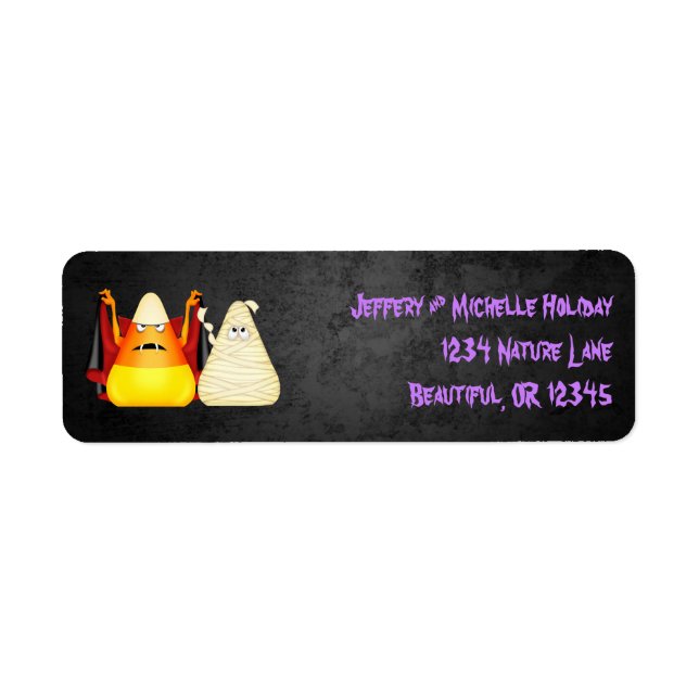 Cute Spooky Halloween Candy corn Adressetiketter Returadress Etikett (Framsidan)