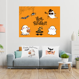 Cute & Spooky Halloween-dekorfärg Prydnadskudde