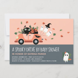 Cute Spooky Halloween Drive by Baby Shower Inbjudningar