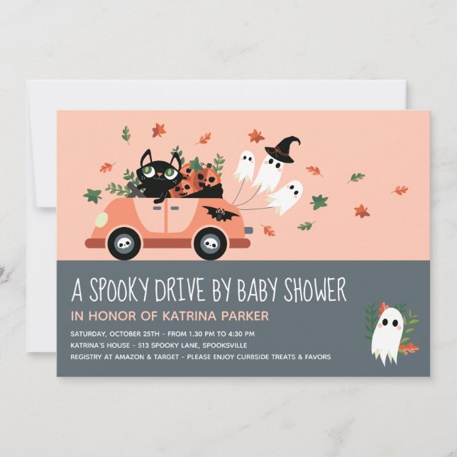 Cute Spooky Halloween Drive by  Baby Shower Inbjudningar (Framsida)