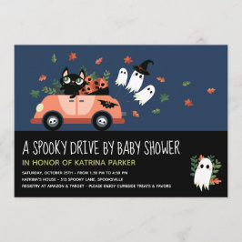 Cute Spooky Halloween Drive med blå babyskor Inbjudningar