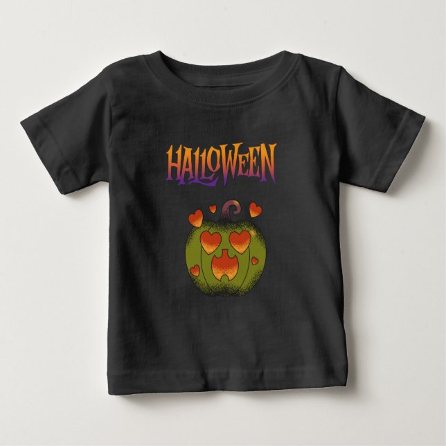 Cute spooky Halloween elegant green &orang  T Shirt (Framsida)