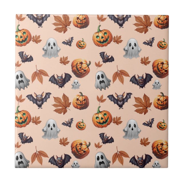 Cute Spooky Halloween Fall Kakelplatta (Framsidan)
