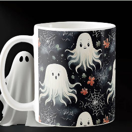 Cute Spooky Halloween Flyter Whimsical Spöken Kaffemugg