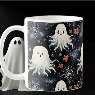 Cute Spooky Halloween Flyter Whimsical Spöken Kaffemugg