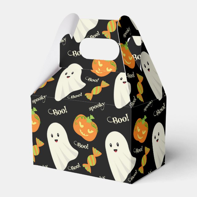 Cute Spooky Halloween Ghost Pumpkin Candy Mönster Presentaskar (Framsidan Sidan)