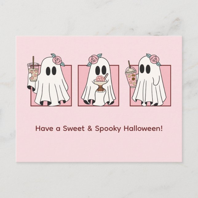 Cute & Spooky Halloween Helgdag Postcard - Kawaii Helg Vykort (Framsida)