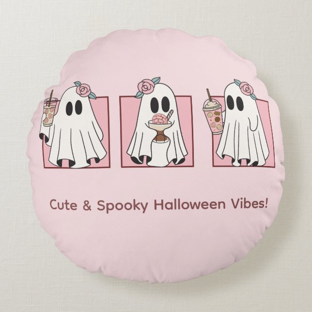 Cute & Spooky Halloween Kawaii Party Rund Kudde (Framsidan)