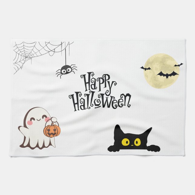 Cute & Spooky Halloween Kitchen Towel Kökshandduk (Horisontell)