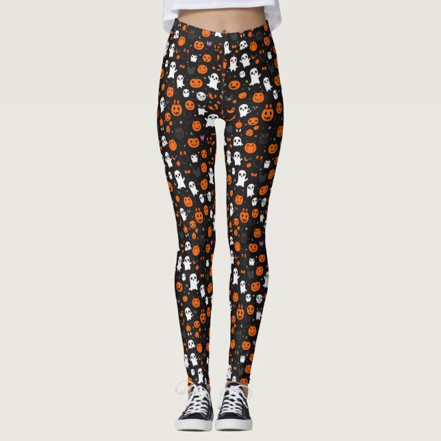 Cute Spooky Halloween Mönster Leggings (Framsida)