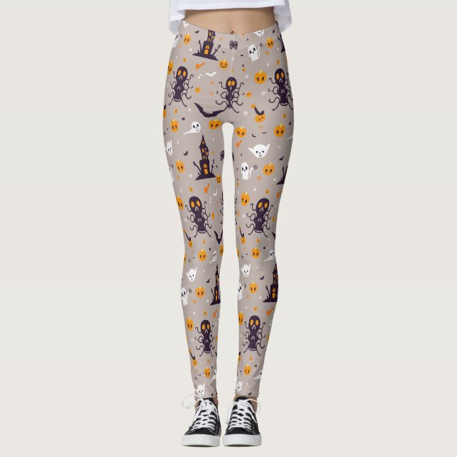 Cute Spooky Halloween Mönster Leggings (Framsida)