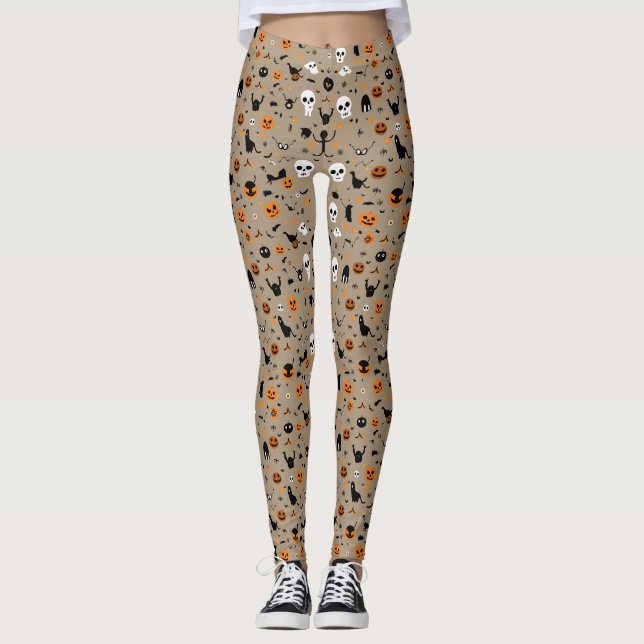 Cute Spooky Halloween Mönster Leggings (Framsida)