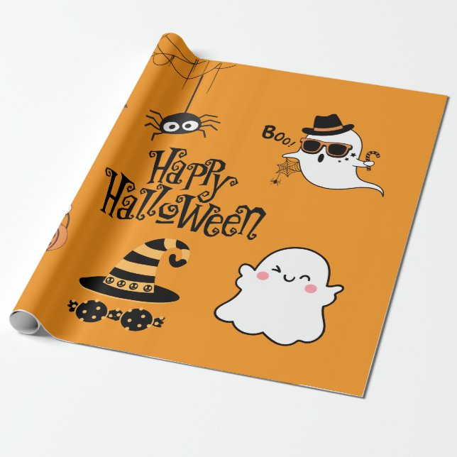 Cute & Spooky Halloween Presentpapper (Utrullad)