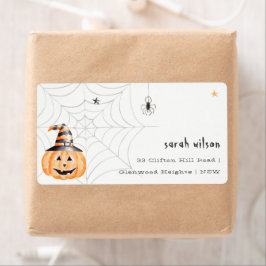 Cute Spooky Halloween Pumpkin Spider Adress Fraktsedel
