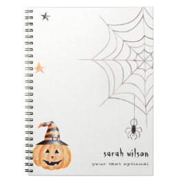 Cute Spooky Halloween Pumpkin Spindelnät Stars Anteckningsbok