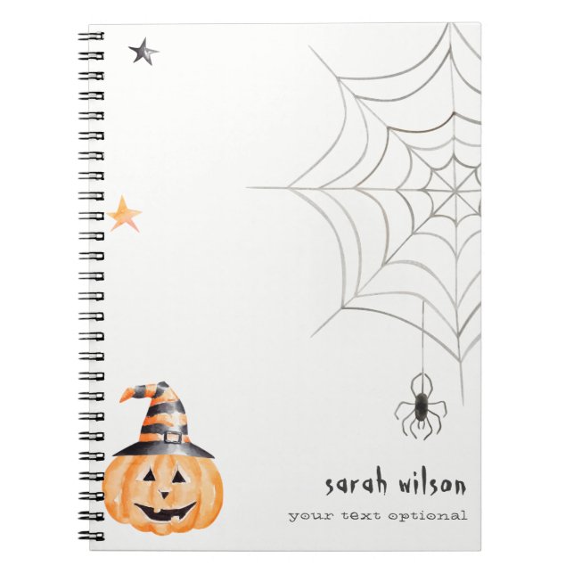 Cute Spooky Halloween Pumpkin Spindelnät Stars Anteckningsbok (Framsidan)