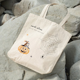 Cute Spooky Halloween Pumpkin Spindelnät Stars Tygkasse