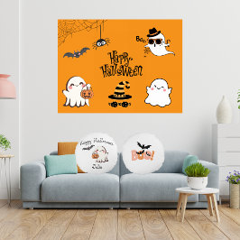 Cute & Spooky Halloween Round Pillow Rund Kudde