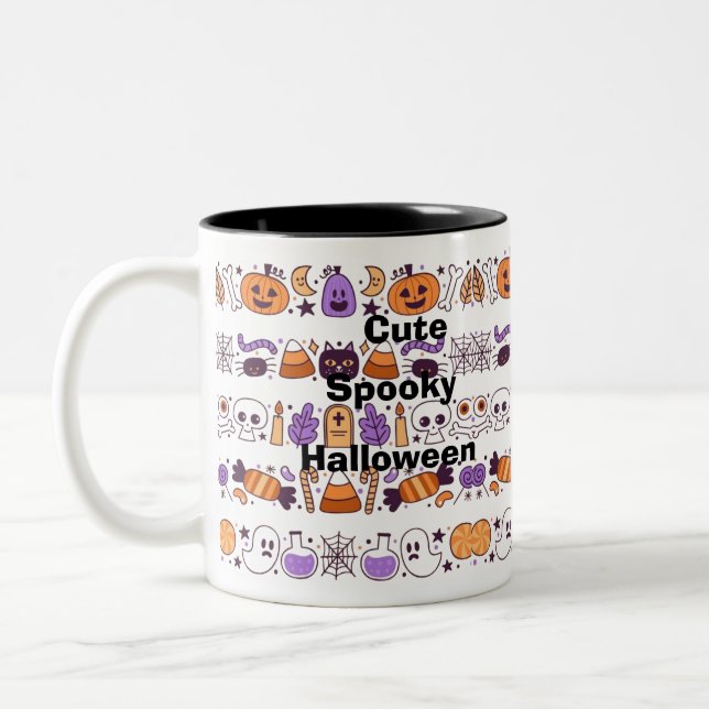 Cute spooky Halloween sömlös mönster Två-Tonad Mugg (Vänster)