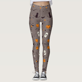 Cute Spooky Halloween Spöken och Pumpkin Mönster Leggings