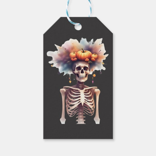 Cute Spooky Halloween Sticker - Skeleton Presentetikett (Framsidan)