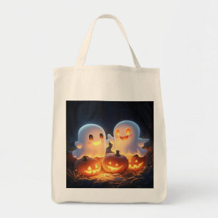 Cute Spooky Halloween Tecknad Spöken Glowing Pumpk Tygkasse