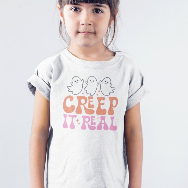 Cute Spooky Halloween Top Groovy Retro T Shirt (Groovy Halloween Toddler Shirt  with Cute Ghosts in Pastel Colors. halloween tee for toddlers
)