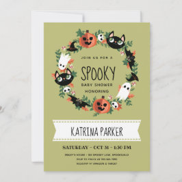Cute Spooky Halloween WAN Grönt Baby Shower Inbjudningar
