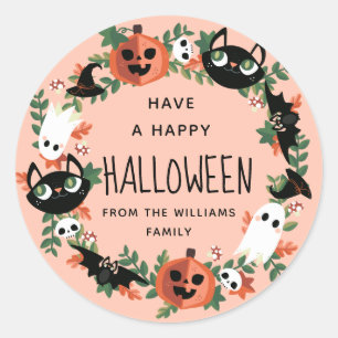 Cute Spooky Happy halloween Runt Klistermärke