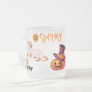 Cute Spooky Hund Ghost & Pumpkin Halloween Design Frostad Glasmugg