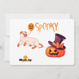 Cute Spooky Hund Ghost & Pumpkin Halloween Design  Inbjudningar