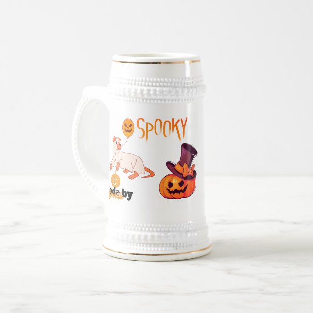 Cute Spooky Hund Ghost & Pumpkin Halloween Design  Sejdel (Framsida vänster)