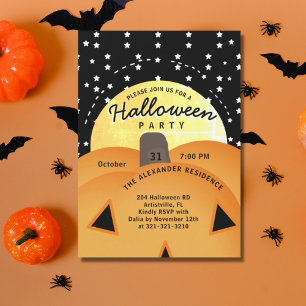 Cute Spooky Jack o lantern Halloween fest Inbjudningar