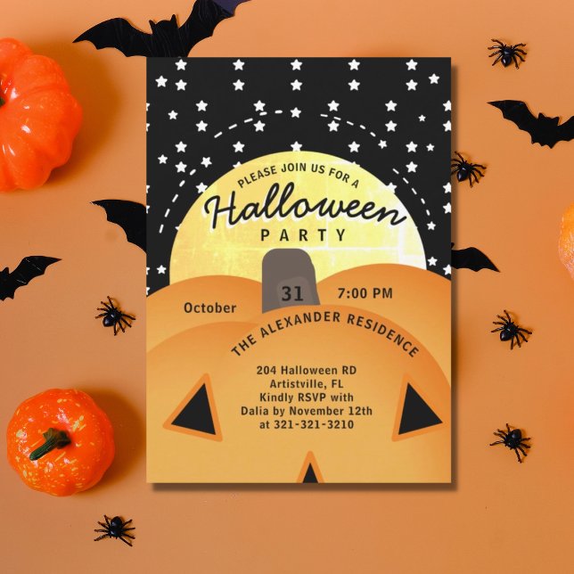 Cute Spooky Jack o lantern Halloween fest Inbjudningar (Skapare uppladdad)