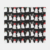 Cute Spooky jul Ghost Fleece Blanket