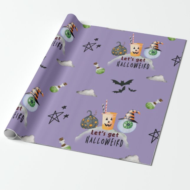 Cute Spooky Lets hämta Halloweird Bus eller godis Presentpapper (Utrullad)