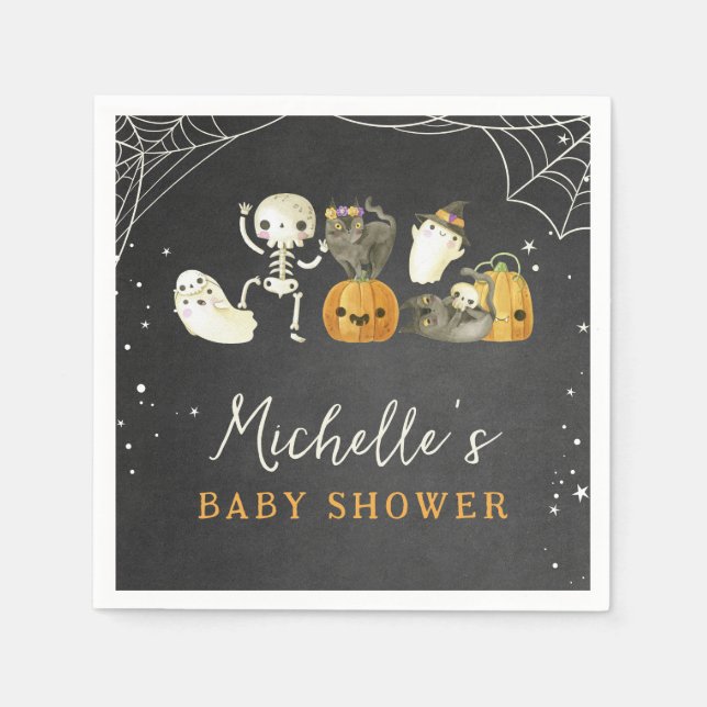 Cute Spooky Little Boo Halloween Baby Shower Pappersservett (Framsidan)