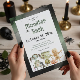 Cute Spooky Monster Bash Halloween fest Inbjudningar