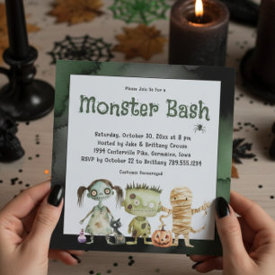 Cute Spooky Monster Bash Halloween fest Inbjudningar