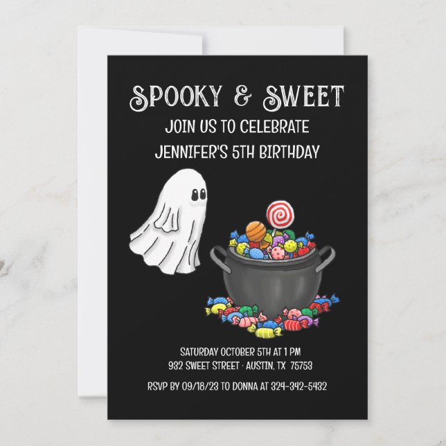 Cute Spooky och Sweet Halloween Inbjudningar (Framsida)