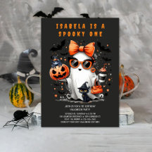 Cute Spooky One Ghost Halloween 1 Birthday Party