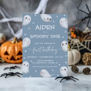 Cute Spooky One Halloween Boy 1st Birthday Inbjudningar