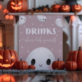 Cute Spooky One Halloween Drinks Sign Poster