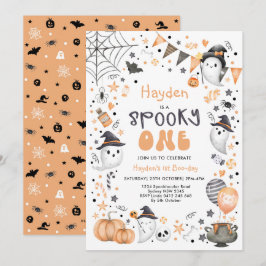 Cute Spooky One Halloween Ghost 1 Birthday Inbjudningar